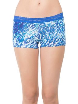 Zivame - Super Soft Lace Kissed Boyshort Panty - Blue Batik