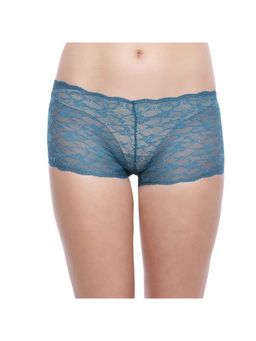Zivame - Super Soft Lace Kissed Boy-Short Brief- Teal