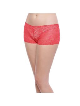 Zivame - Super Soft Lace Kissed Boy-Short Brief- Red