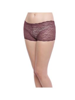 Zivame - Super Soft Lace Kissed Boy-Short Brief- Maroon