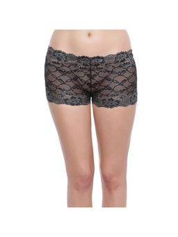 Zivame - Super Soft Lace Kissed Boy-Short Brief- Embellish Black
