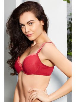 Zivame - Jewel Toned Padded Balconette Bra- Dark Red