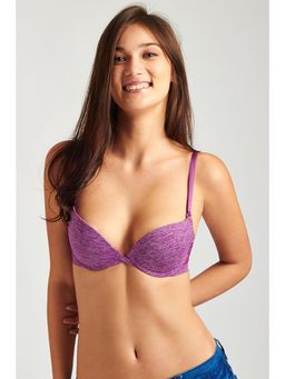Zivame - Laser Wings Smooth Lace Gentle Lift Pushup Bra-Purple
