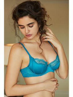 Zivame - Satin Brides Low Back Padded Balconette Bra- Mermaid Blue (A-DD)