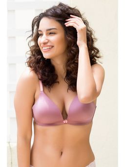 Zivame - Feather Light Clean Finish Wirefree Plunge Neckline T-Shirt Bra- Mauve