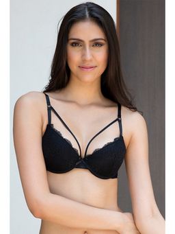 Zivame - Lace Touch Demi Coverage Laser Wings Bra-Black