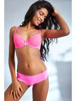 Zivame - Lace Touch Demi Coverage Laser Wings Bra-Pink