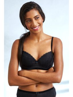 Zivame - All That Lace Demi Coverage Padded Bra-Black
