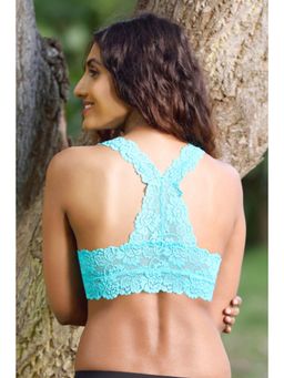 Zivame - All That Lace Double Layered Pretty Back Bralette- Turquoise