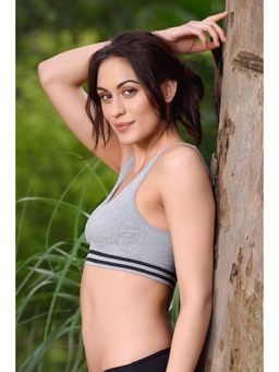 Zivame - Double Layered Slip On Bralette with Removable Cups- Grey