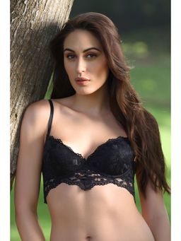 Zivame - All That Lace Gentle Lift Longline Bra- Black