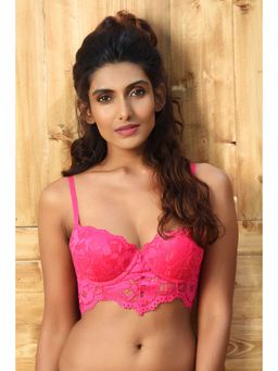 Zivame - All That Lace Gentle Lift Longline Bra- Fuchsia