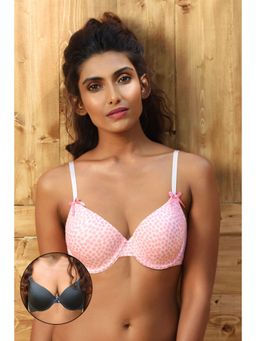 Zivame - Demi Cup Padded Bra (Pack of 2)- Pink and Black 1