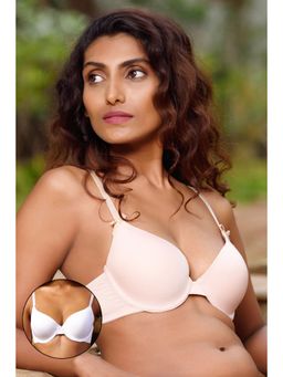 Zivame - Demi Cup Padded Bra (Pack of 2)- Skin and White