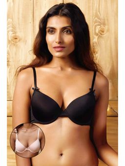 Zivame - Demi Cup Padded Bra (Pack of 2)- Black and Nude