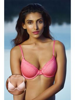 Zivame - Demi Cup Padded Bra (Pack of 2)- Coral and Pink