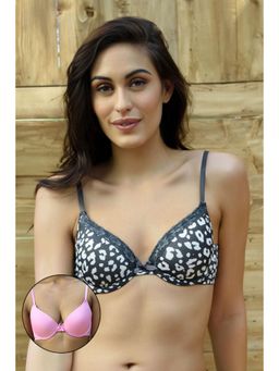 Zivame - Demi Cup Padded Bra (Pack of 2)- Pink and Black