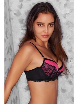 Zivame - Medium Coverage Padded Balconette Bra- Fucsia with Black