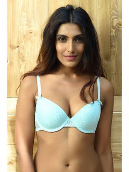 Zivame - Padded Balconette Lace Bra - Aqua