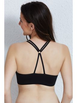 Zivame - Strappy Back Padded Slip On Bralette- Black