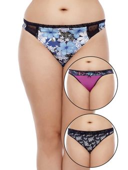 Zivame - Ultra Soft Begin With Lace Thong (Pack of 3)- Assorted (3XL)