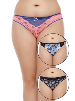 Zivame - Ultra Soft Pretty As Picture Thong (Pack of 3)- Assorted (3XL)