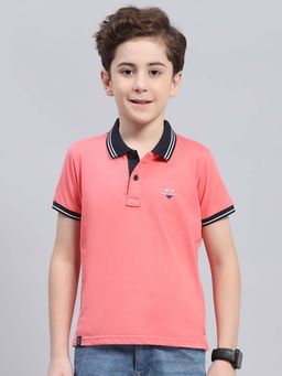 Monte Carlo - Coral Solid Regular Fit Polo T-Shirt