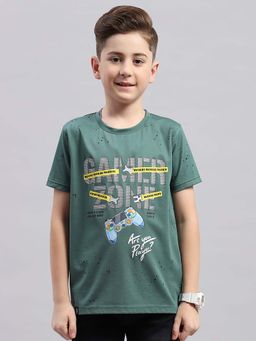 Monte Carlo - Green Printed Regular Fit T-Shirt
