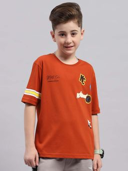 Monte Carlo - Rust Printed Regular Fit T-Shirt