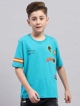 Monte Carlo - Blue Printed Regular Fit T-Shirt