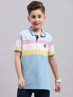 Monte Carlo - Multi-Color Stripes Regular Fit Polo T-Shirt