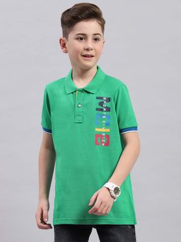 Monte Carlo - Green Printed Regular Fit Polo T-Shirt