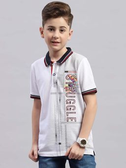 Monte Carlo - White Printed Regular Fit Polo T-Shirt