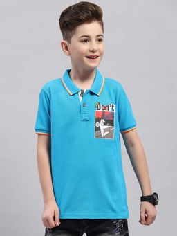 Monte Carlo - Blue Printed Regular Fit Polo T-Shirt