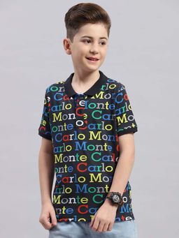Monte Carlo - Black Printed Regular Fit Polo T-Shirt