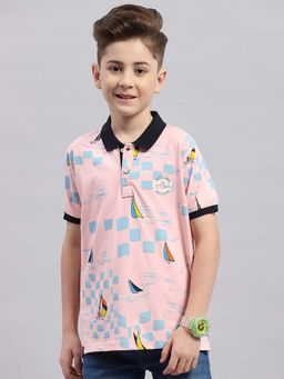 Monte Carlo - Pink Printed Regular Fit Polo T-Shirt