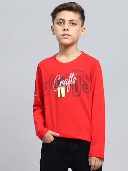Monte Carlo - Red Printed Regular Fit T-Shirt