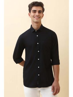 Allen Solly - Men Black Solid Full Sleeves Casual Shirt