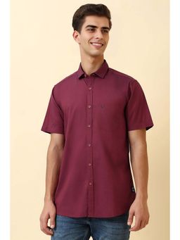 Allen Solly - Men Maroon Solid Half Sleeves Casual Shirt
