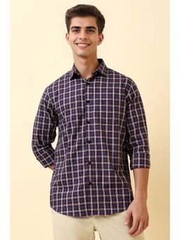 Allen Solly - Men Wine Check Full Sleeves Casual Shirt