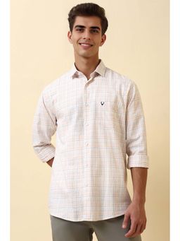 Allen Solly - Men Light Peach Check Full Sleeves Casual Shirt