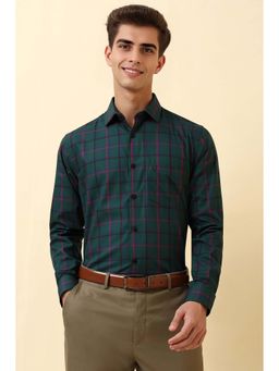 Allen Solly - Men Green Check Full Sleeves Formal Shirt