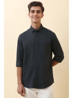 Allen Solly - Men Charcoal Solid Full Sleeves Casual Shirt