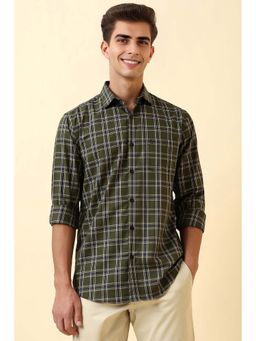 Allen Solly - Men Olive Check Full Sleeves Casual Shirt