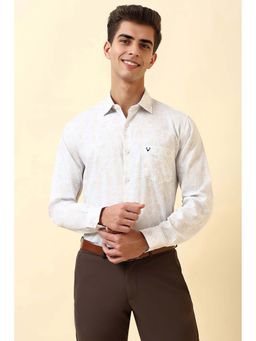 Allen Solly - Men Beige Floral Print Full Sleeves Party Shirt