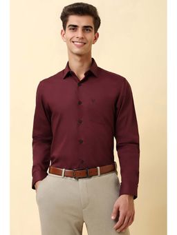 Allen Solly - Men Maroon Solid Full Sleeves Formal Shirt