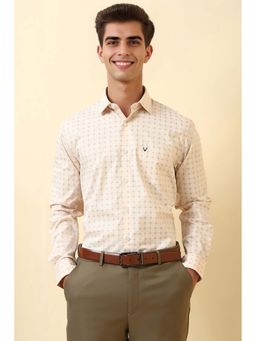 Allen Solly - Men Beige Print Full Sleeves Formal Shirt
