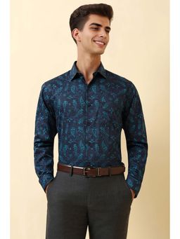 Allen Solly - Men Navy Blue Paisley Print Full Sleeves Party Shirt