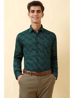 Allen Solly - Men Green Floral Print Full Sleeves Party Shirt