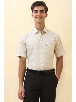 Allen Solly - Men Yellow Print Half Sleeves Party Shirt